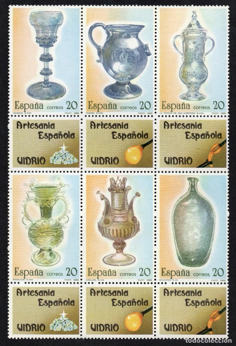 Sellos: SERIE NUEVA ESPA&Ntilde;A - ARTESANIA ESPA&Ntilde;OLA EN BLOQUE A&Ntilde;O 1.988. EDIFIL 2941/46.