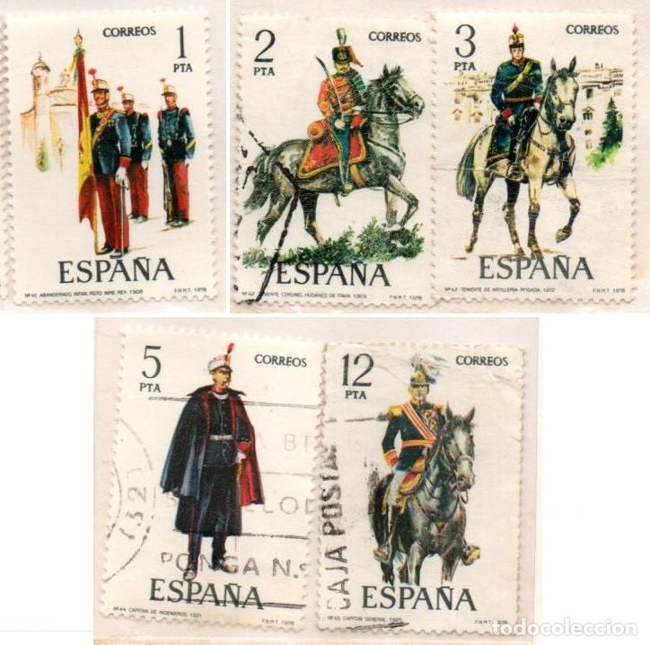 Timbres: SERIE SELLOS ESPA&Ntilde;A REY 1978 UNIFORMES USADOS EDIFIL N&ordm; 2451-55 COMPLETA