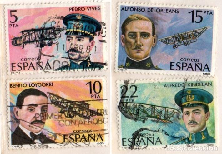 Timbres: SERIE SELLOS ESPA&Ntilde;A REY 1980 AVIADORES USADOS EDIFIL N&ordm; 2595-98 COMPLETA