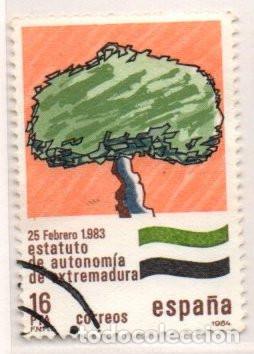 Timbres: SELLO DE ESPA&Ntilde;A REY 1984 ESTATUTOS EXTREMADURA USADO 2735