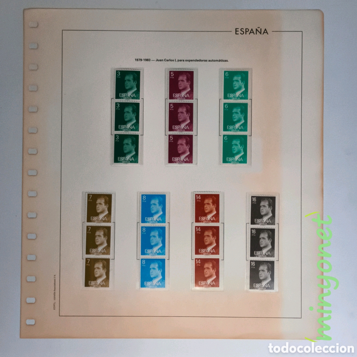Sellos: 7 tiras 3 sellos expendedoras autom&aacute;ticas 1979 - 1983