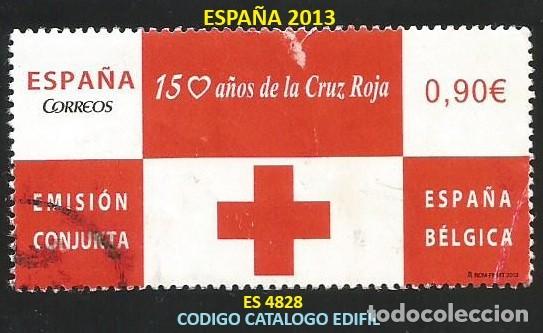 Sellos: ESPA&Ntilde;A 2013 - ES 4828 - 150 A&Ntilde;OS DE LA CRUZ ROJA - 1 SELLO USADO