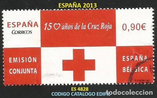 Sellos: ESPA&Ntilde;A 2013 - ES 4828 - 150 A&Ntilde;OS DE LA CRUZ ROJA - 1 SELLO USADO