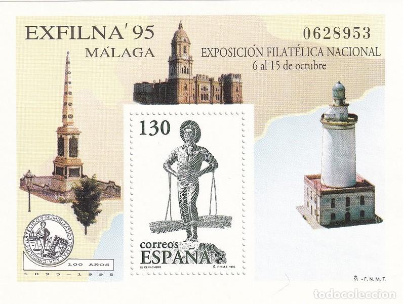 Sellos: HB Hojita Bloque Edifil N&ordm; 3393 - Exfilna 95 Exposici&oacute;n Filat&eacute;lica Nacional - M&aacute;laga - El Cenachero