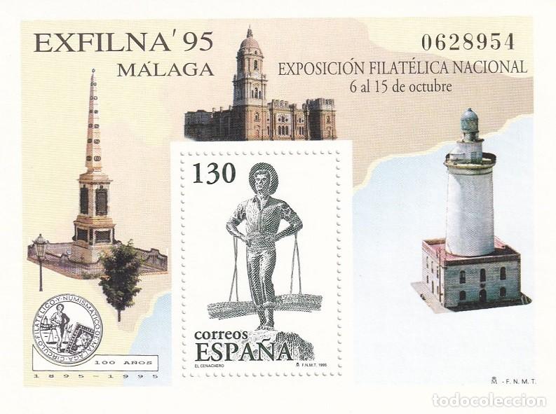 Sellos: HB Hojita Bloque Edifil N&ordm; 3393 - Exfilna 95 Exposici&oacute;n Filat&eacute;lica Nacional - M&aacute;laga - El Cenachero