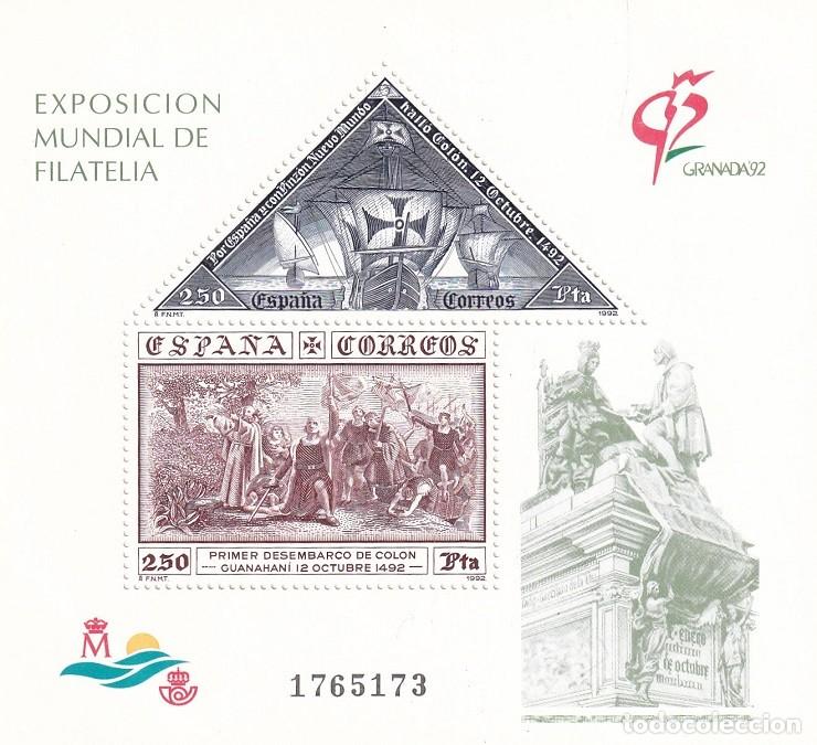 Sellos: HB Hojita Bloque Edifil N&ordm; 3195 - Granada 92 - Exposici&oacute;n Nacional de Filatelia