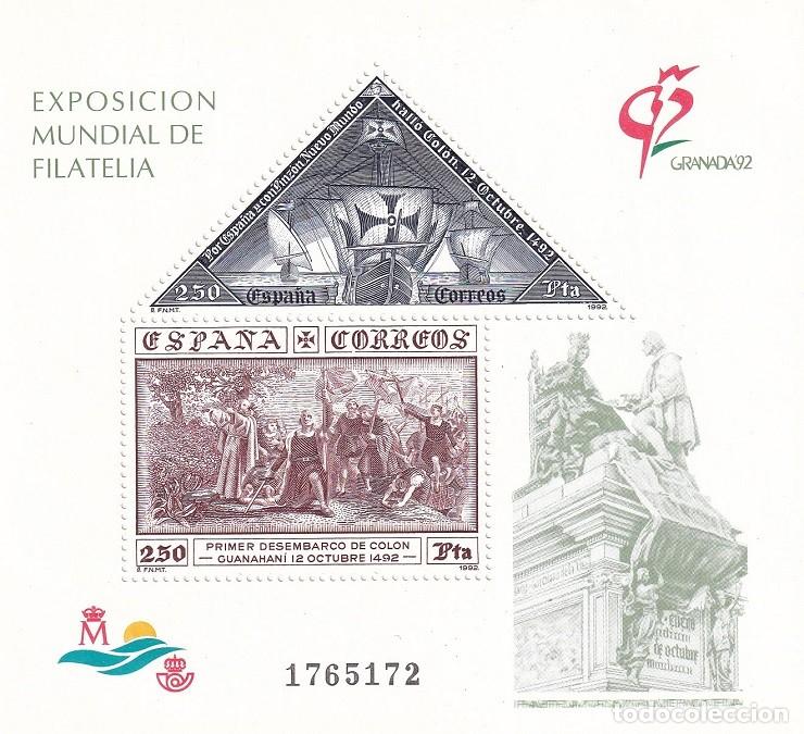Sellos: HB Hojita Bloque Edifil N&ordm; 3195 - Granada 92 - Exposici&oacute;n Nacional de Filatelia