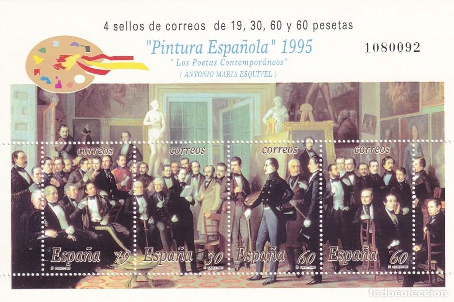 Sellos: HB Hojita Bloque 1995 - Pintura espa&ntilde;ola 1995 - Los Poetas Contempor&aacute;neos ( Antonio Mar&iacute;a Esquivel )