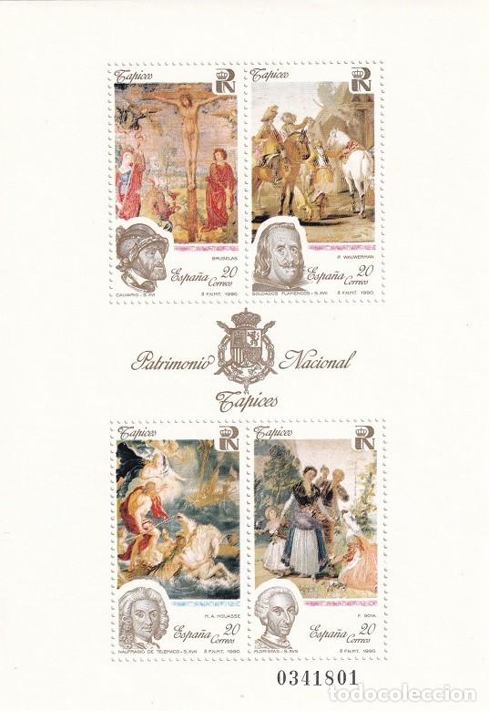 Sellos: HB Hojita Bloque 1990 - Patrimonio Nacional - Tapices - Calvario - Soldados flamencos - Naufragio