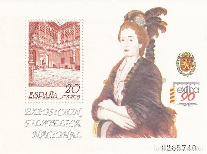 Sellos: HB Hojita Bloque 1990 - Exfilna 90 Zaragoza Exposici&oacute;n Filat&eacute;lica Nacional - Patio de la Infanta