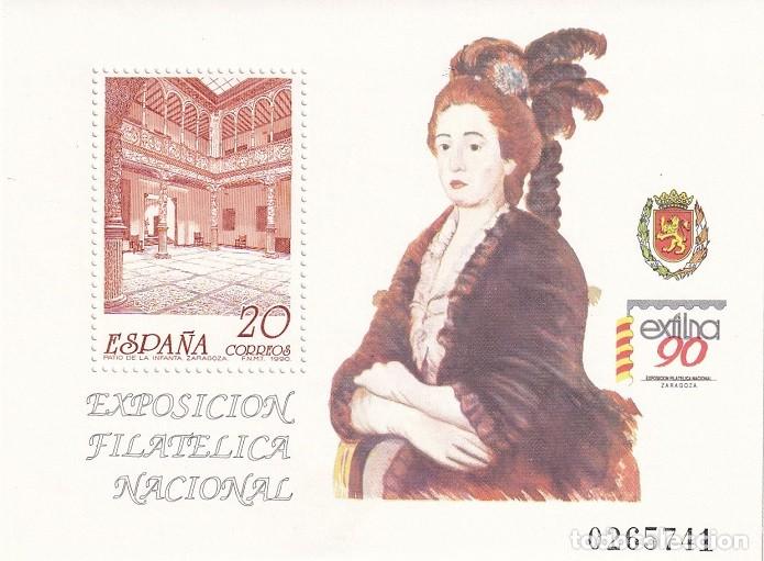 Sellos: HB Hojita Bloque 1990 - Exfilna 90 Zaragoza Exposici&oacute;n Filat&eacute;lica Nacional - Patio de la Infanta