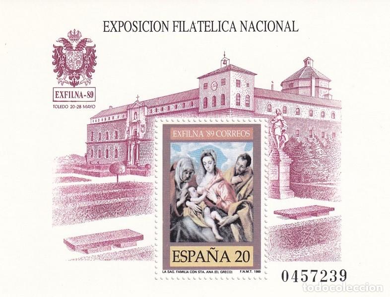 Sellos: HB Hojita Bloque Edifil 3012 - Exfilna 80 Toledo 1980 - La Sagrada Familia con Santa Ana ( El Greco