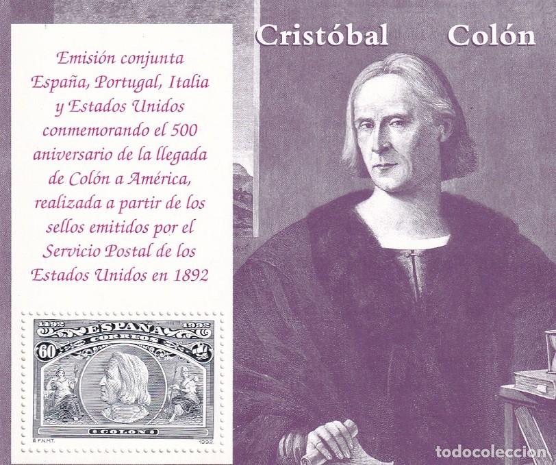 Sellos: HB Hojita Bloque 1992 - Los viajes de Col&oacute;n Crist&oacute;bal Col&oacute;n - 500 Aniversario descubrimiento Am&eacute;rica