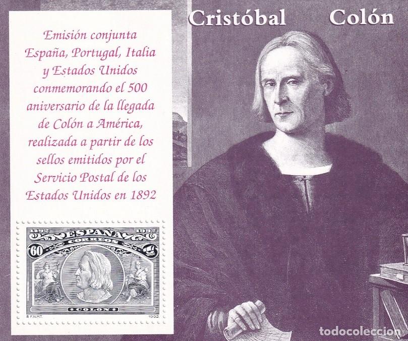 Sellos: HB Hojita Bloque 1992 - Los viajes de Col&oacute;n Crist&oacute;bal Col&oacute;n - 500 Aniversario descubrimiento Am&eacute;rica