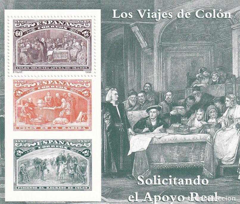 Sellos: HB Hojita Bloque 1992 - Los viajes de Col&oacute;n Solicitando el Apoyo Real 500 Aniversario descubrimiento