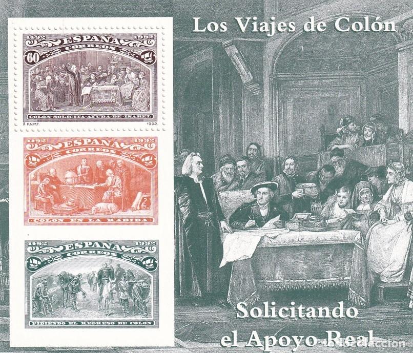 Sellos: HB Hojita Bloque 1992 - Los viajes de Col&oacute;n Solicitando el Apoyo Real 500 Aniversario descubrimiento