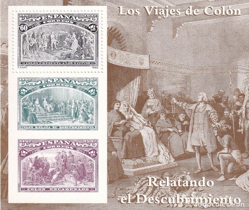 Sellos: HB Hojita Bloque 1992 - Los viajes de Col&oacute;n - Relatando el Descubrimiento - 500 Aniversario