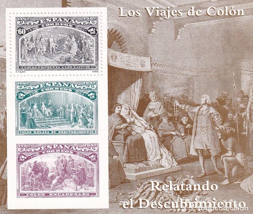 Sellos: HB Hojita Bloque 1992 - Los viajes de Col&oacute;n - Relatando el Descubrimiento - 500 Aniversario