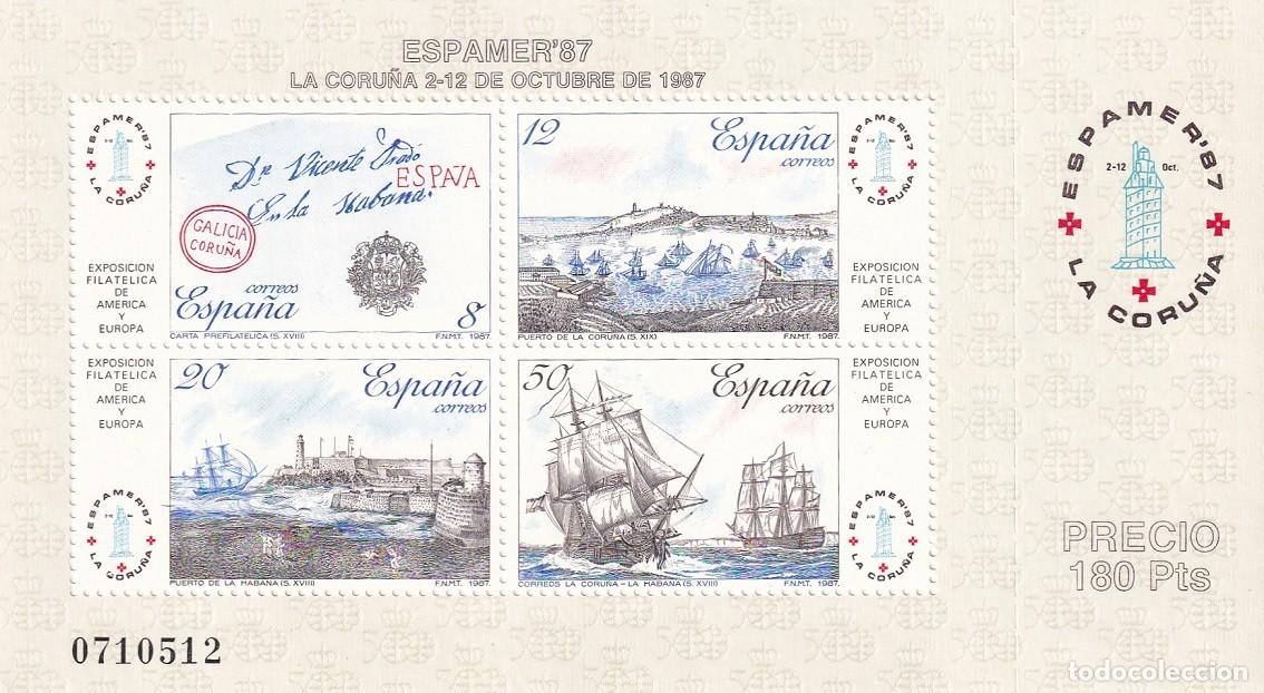 Sellos: HB Hojita Bloque 1987 - Espamer 87 La Coru&ntilde;a Galicia - Exposici&oacute;n Filat&eacute;lica de Am&eacute;rica y Europa