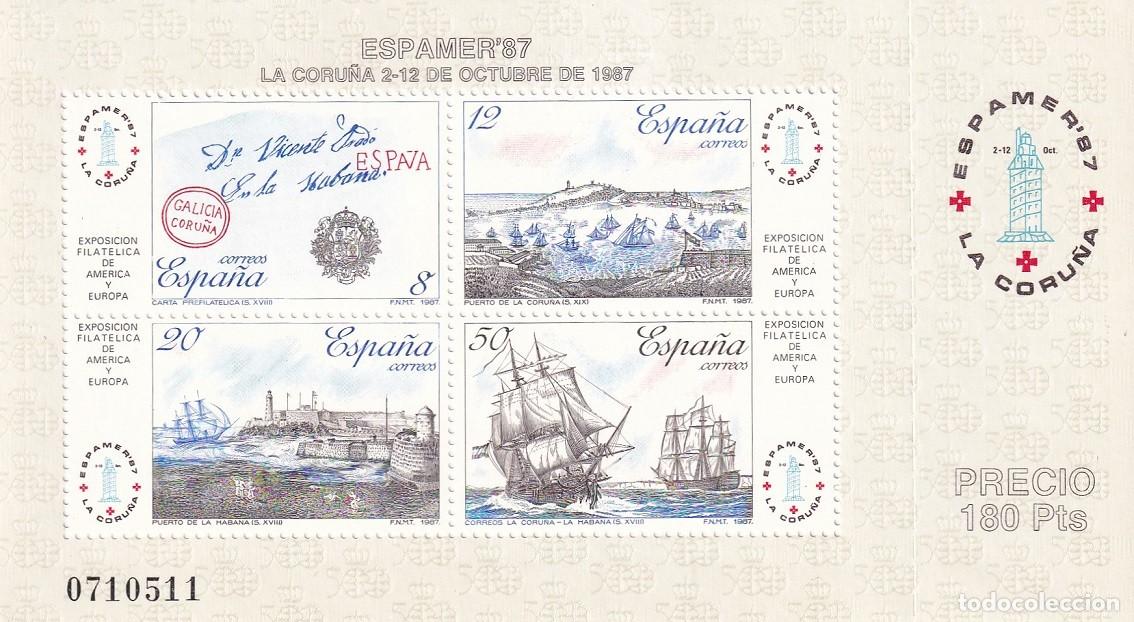 Sellos: HB Hojita Bloque 1987 - Espamer 87 La Coru&ntilde;a Galicia - Exposici&oacute;n Filat&eacute;lica de Am&eacute;rica y Europa