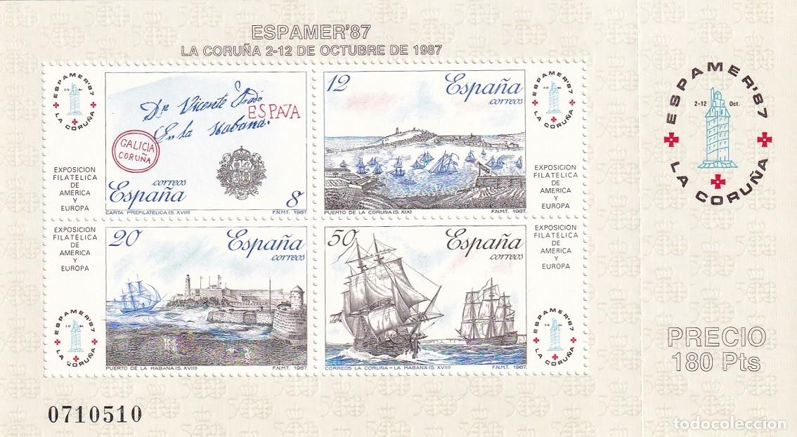 Sellos: HB Hojita Bloque 1987 - Espamer 87 La Coru&ntilde;a Galicia - Exposici&oacute;n Filat&eacute;lica de Am&eacute;rica y Europa
