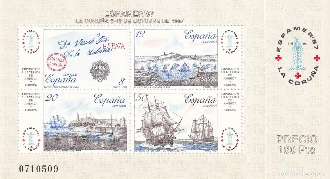 Sellos: HB Hojita Bloque 1987 - Espamer 87 La Coru&ntilde;a Galicia - Exposici&oacute;n Filat&eacute;lica de Am&eacute;rica y Europa