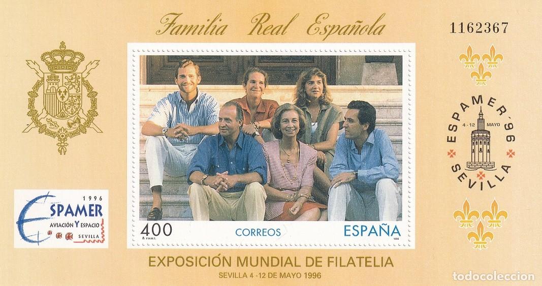 Sellos: HB Hojita Bloque 1996 - Espamer 96 Sevilla - Familia Real Espa&ntilde;ola - Exposici&oacute;n Mundial de Filatelia