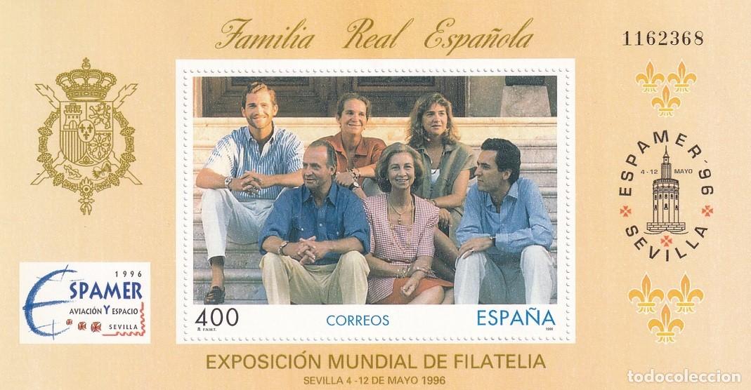 Sellos: HB Hojita Bloque 1996 - Espamer 96 Sevilla - Familia Real Espa&ntilde;ola - Exposici&oacute;n Mundial de Filatelia