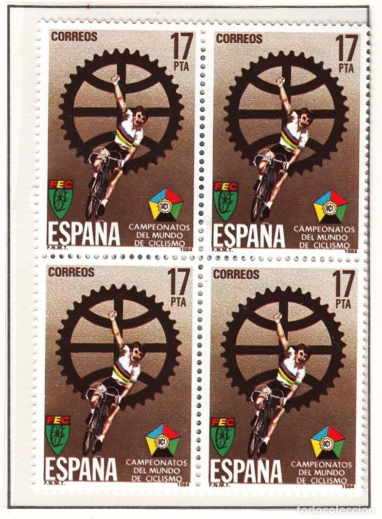 Sellos: ESPA&Ntilde;A 1984 - CAMPEONATO DEL MUNDO DE CICLISMO - EDIFIL N&ordm; 2772** en bloque de 4