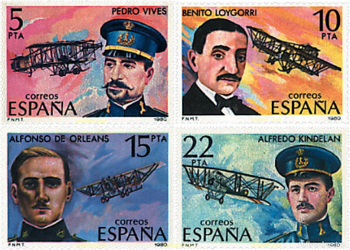 Sellos: 85703 MNH ESPA&Ntilde;A 1980 PIONEROS DE LA AVIACION
