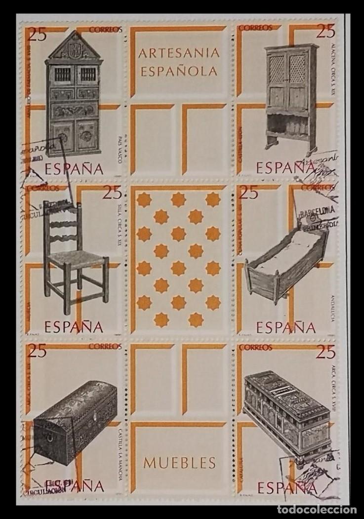 Sellos: ESPA&Ntilde;A 1991 - ARTESANIA ESPA&Ntilde;OLA - MUEBLES - EDIFIL N&ordm; 3127/3132 hojita bloque usada