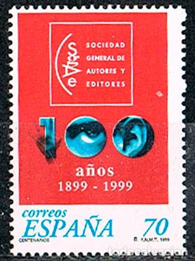 Sellos: Edifil 3652, CENTENARIO DE LA SOCIEDAD GENERAL DE AUTORES DE ESPA&Ntilde;A. SGAE NUEVO ***