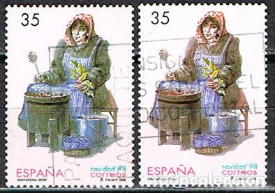Sellos: Edifil 3596, NAVIDAD 1998, CASTA&Ntilde;ERA, VARIEDAD DE COLOR EN EL DELANTAL, USADO