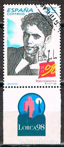 Sellos: Edifil 3549, Centenario de Federico Garc&iacute;a Lorca con BANDELETA, usado