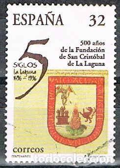 Sellos: Edifil 3516, 500 A&Ntilde;OS DE SAN CRISTOBAL DE LA LAGUNA, CANARIAS, SU ESCUDO, USADO