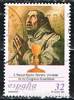 Sellos: Edifil 3506, SAN PASCUAL BAILON, PATRONO DE LOS CONGRESOS EUCARISTICOS, USADO