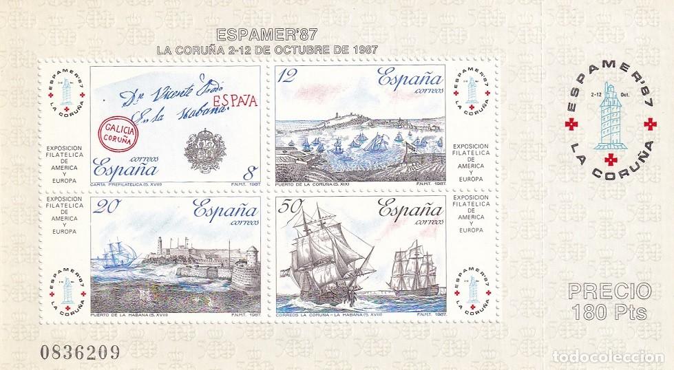 Sellos: HB Hojita Bloque 1987 - Espamer 87 La Coru&ntilde;a Galicia - Exposici&oacute;n Filat&eacute;lica de Am&eacute;rica y Europa