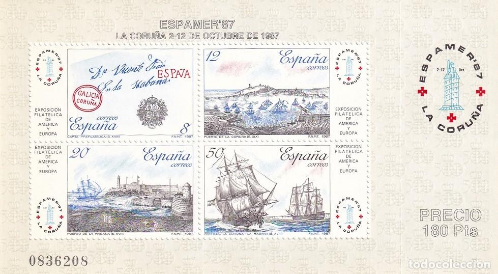 Sellos: HB Hojita Bloque 1987 - Espamer 87 La Coru&ntilde;a Galicia - Exposici&oacute;n Filat&eacute;lica de Am&eacute;rica y Europa