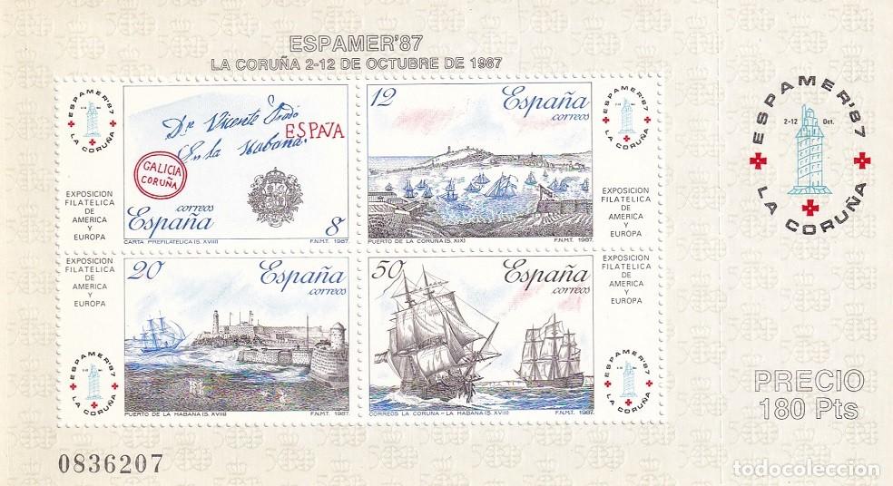 Sellos: HB Hojita Bloque 1987 - Espamer 87 La Coru&ntilde;a Galicia - Exposici&oacute;n Filat&eacute;lica de Am&eacute;rica y Europa