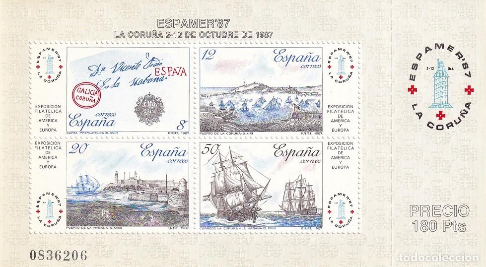 Sellos: HB Hojita Bloque 1987 - Espamer 87 La Coru&ntilde;a Galicia - Exposici&oacute;n Filat&eacute;lica de Am&eacute;rica y Europa