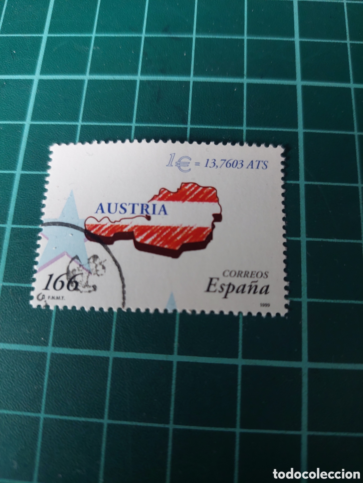 Sellos: AUSTRIA PAISES DEL EURO 1999 BANDERA Y MAPA EDIFIL 3634 USADA LUJO O NUEVA SOLICITA FALTAS ESPA&Ntilde;A