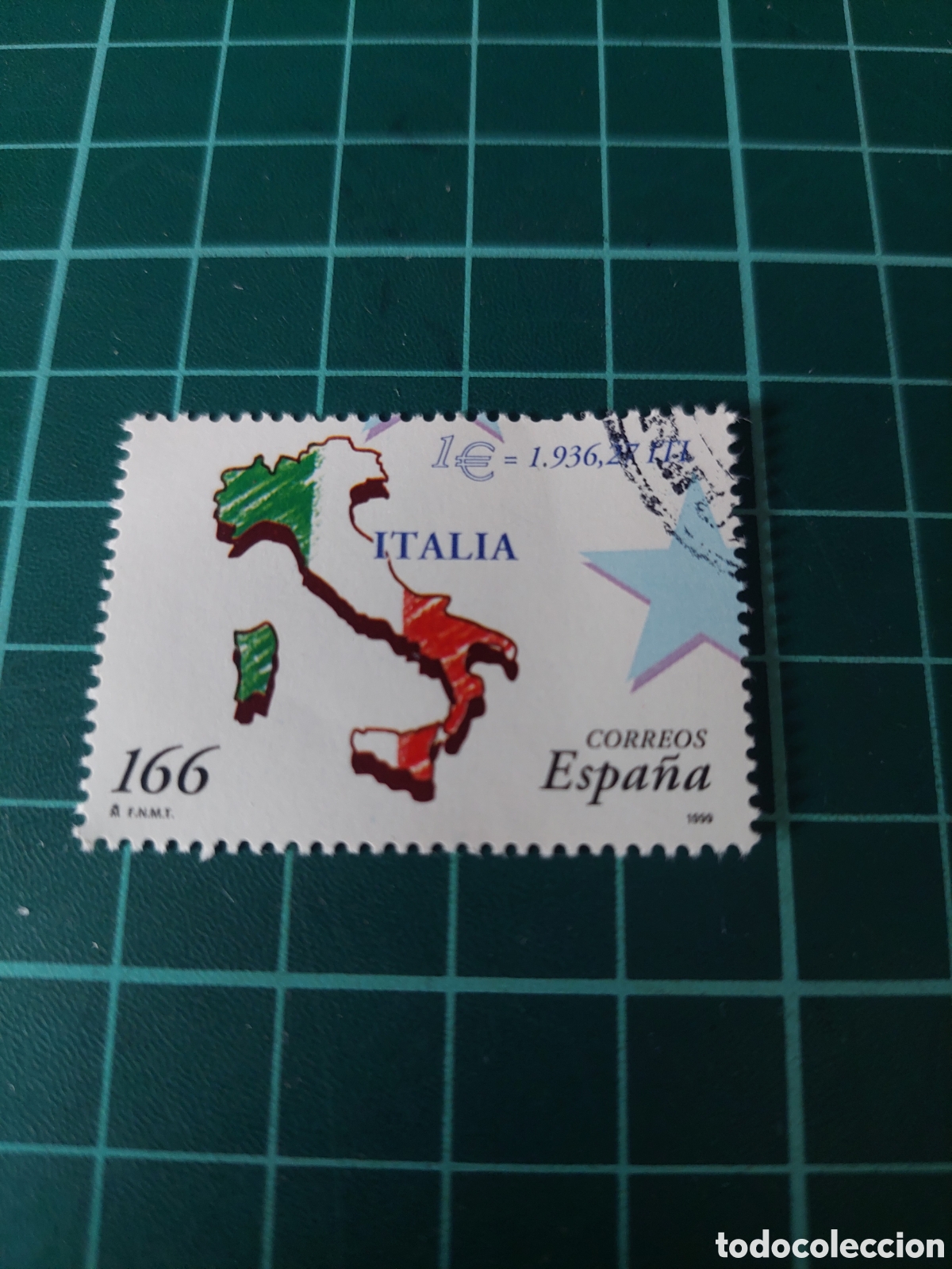 Sellos: ITALIA PAISES DEL EURO 1999 EDIFIL 3641 USADA LUJO O NUEVA SOLICITA FALTAS ESPA&Ntilde;A BANDERA Y MAPA