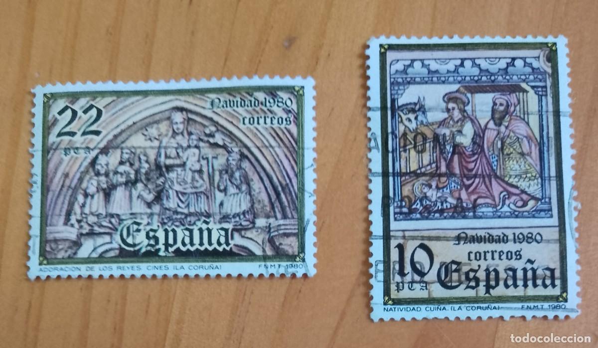 Sellos: ESPA&Ntilde;A - A&Ntilde;O 1980 - EDIFIL 2593 Y 2594 - NAVIDAD