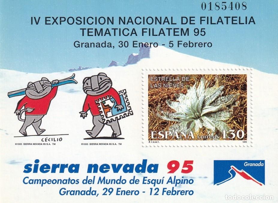 Sellos: HB Hoja bloque - Filatem 95 Sierra Nevada Granada - Campeonato del Mundo Esqu&iacute; Alpino
