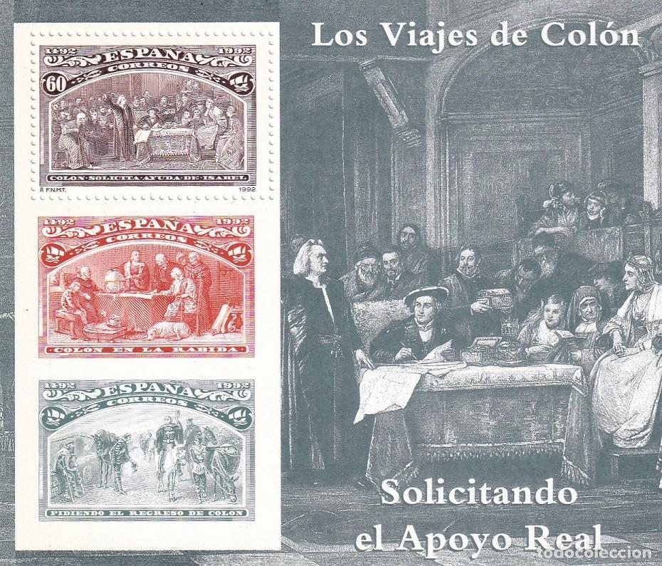 Sellos: HB Hojita Bloque 1992 - Los viajes de Col&oacute;n Solicitando el Apoyo Real 500 Aniversario descubrimiento