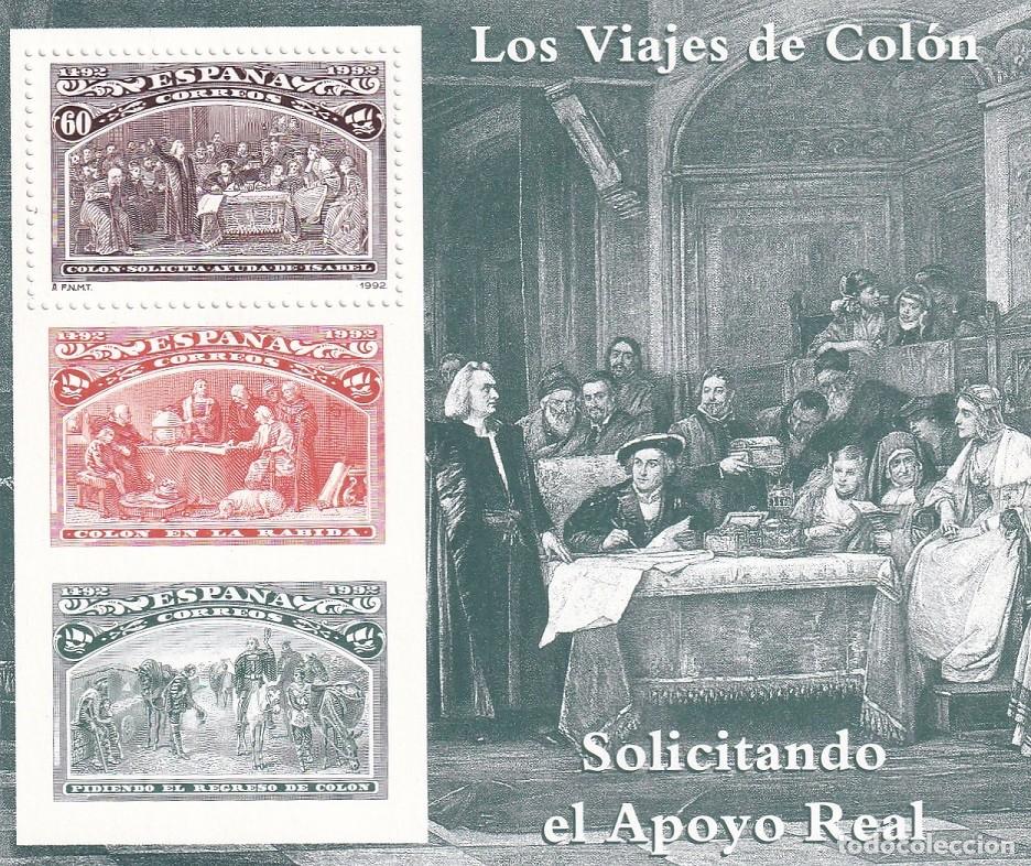 Sellos: HB Hojita Bloque 1992 - Los viajes de Col&oacute;n Solicitando el Apoyo Real 500 Aniversario descubrimiento