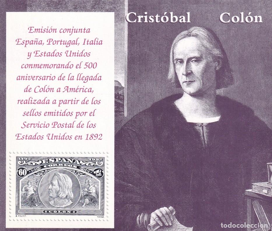 Sellos: HB Hojita Bloque 1992 - Los viajes de Col&oacute;n Crist&oacute;bal Col&oacute;n - 500 Aniversario descubrimiento Am&eacute;rica