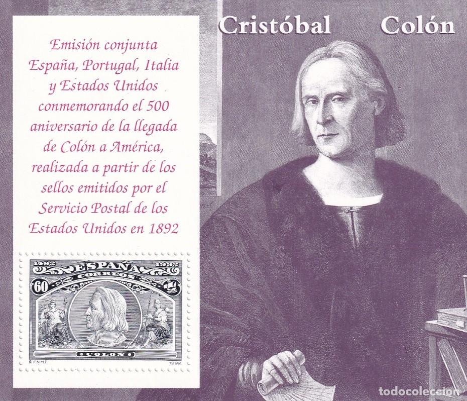 Sellos: HB Hojita Bloque 1992 - Los viajes de Col&oacute;n Crist&oacute;bal Col&oacute;n - 500 Aniversario descubrimiento Am&eacute;rica