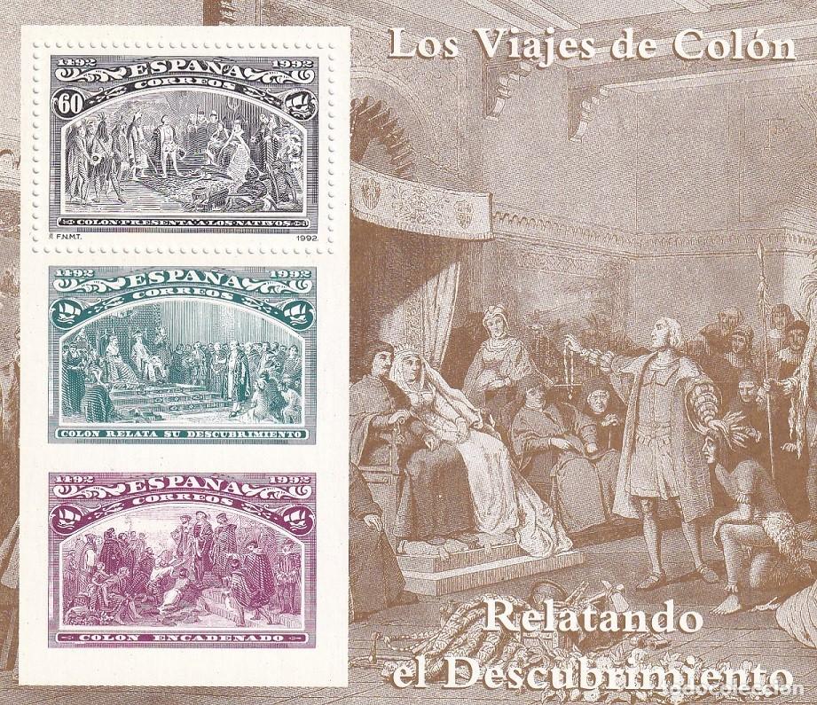 Sellos: HB Hojita Bloque 1992 - Los viajes de Col&oacute;n - Relatando el Descubrimiento - 500 Aniversario