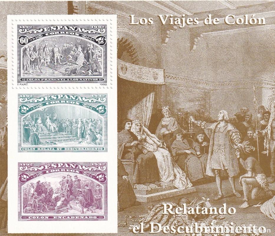Sellos: HB Hojita Bloque 1992 - Los viajes de Col&oacute;n - Relatando el Descubrimiento - 500 Aniversario